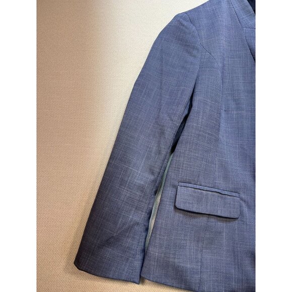 Banana Republic Inverted Collar Blazer Jacket Womens 4 Petite Blue One Button - Picture 6 of 13